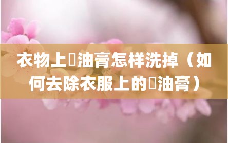 衣物上焗油膏怎样洗掉（如何去除衣服上的焗油膏）