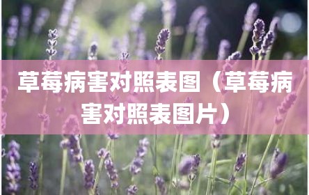 草莓病害对照表图（草莓病害对照表图片）