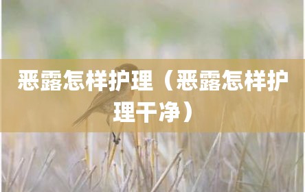 恶露怎样护理（恶露怎样护理干净）