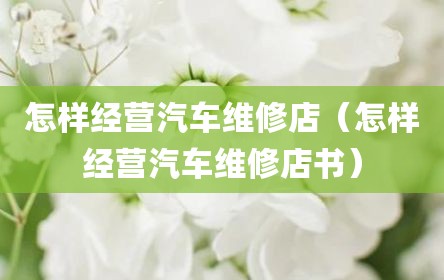 怎样经营汽车维修店（怎样经营汽车维修店书）