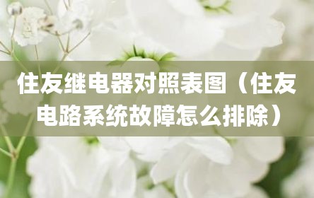 住友继电器对照表图（住友电路系统故障怎么排除）