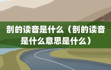 剖的读音是什么（剖的读音是什么意思是什么）