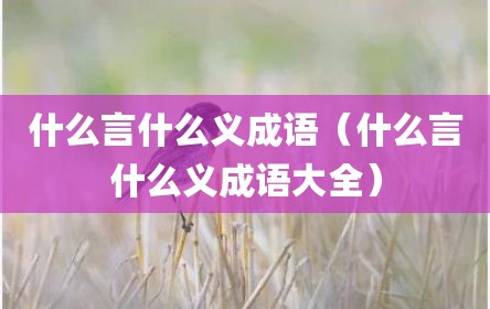 什么言什么义成语（什么言什么义成语大全）