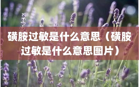 磺胺过敏是什么意思（磺胺过敏是什么意思图片）
