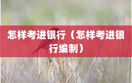 怎样考进银行（怎样考进银行编制）
