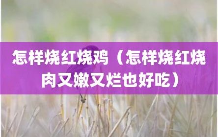 怎样烧红烧鸡（怎样烧红烧肉又嫩又烂也好吃）
