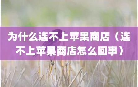 为什么连不上苹果商店（连不上苹果商店怎么回事）