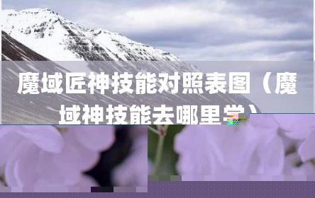 魔域匠神技能对照表图（魔域神技能去哪里学）