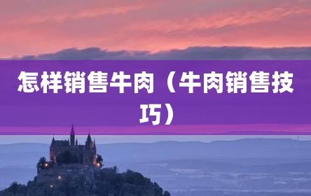 怎样销售牛肉（牛肉销售技巧）