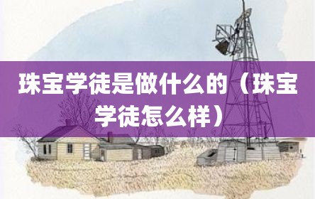 珠宝学徒是做什么的（珠宝学徒怎么样）