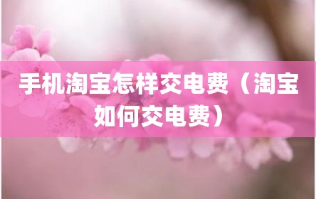 手机淘宝怎样交电费（淘宝如何交电费）
