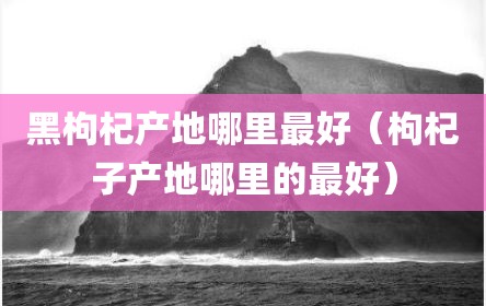 黑枸杞产地哪里最好（枸杞子产地哪里的最好）