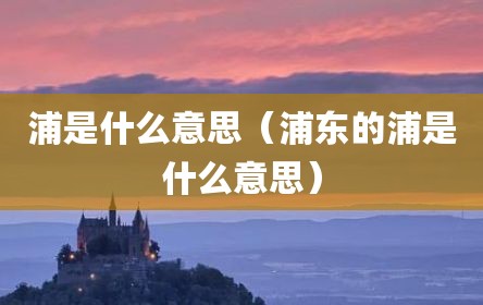 浦是什么意思（浦东的浦是什么意思）