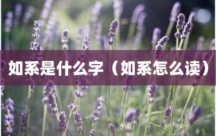 如系是什么字（如系怎么读）