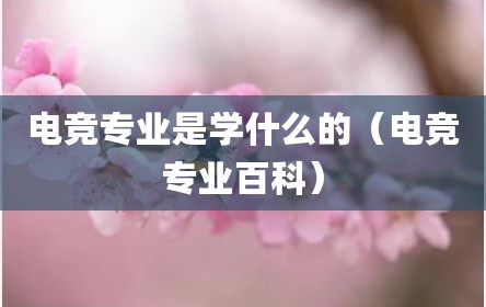 电竞专业是学什么的（电竞专业百科）