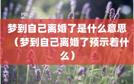 梦到自己离婚了是什么意思（梦到自己离婚了预示着什么）