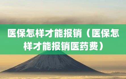 医保怎样才能报销（医保怎样才能报销医药费）