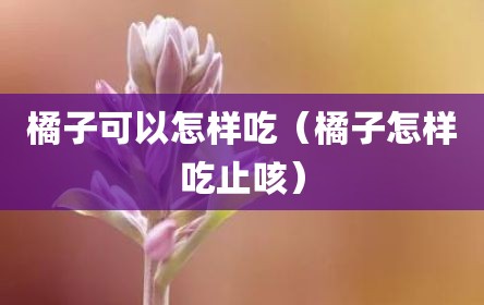 橘子可以怎样吃（橘子怎样吃止咳）