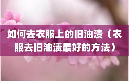 如何去衣服上的旧油渍（衣服去旧油渍最好的方法）