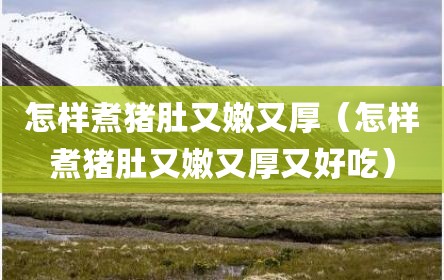 怎样煮猪肚又嫩又厚（怎样煮猪肚又嫩又厚又好吃）