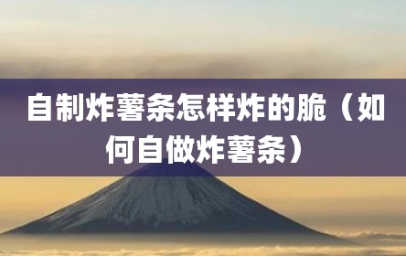 自制炸薯条怎样炸的脆（如何自做炸薯条）