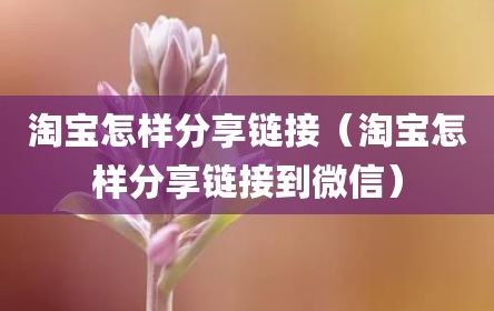 淘宝怎样分享链接（淘宝怎样分享链接到微信）