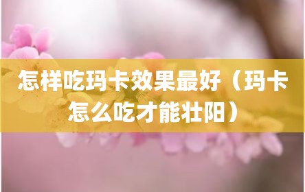 怎样吃玛卡效果最好（玛卡怎么吃才能壮阳）