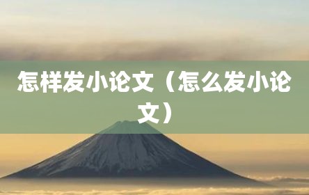 怎样发小论文（怎么发小论文）