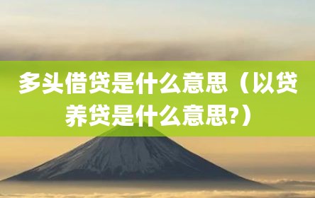 多头借贷是什么意思（以贷养贷是什么意思?）