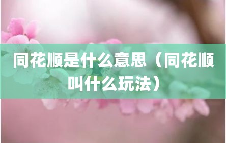 同花顺是什么意思（同花顺叫什么玩法）