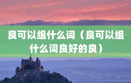 良可以组什么词（良可以组什么词良好的良）