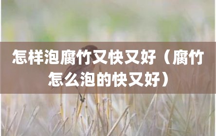 怎样泡腐竹又快又好（腐竹怎么泡的快又好）