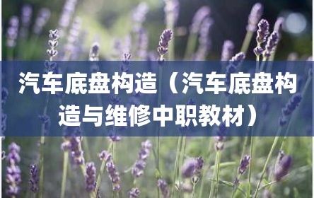 汽车底盘构造（汽车底盘构造与维修中职教材）