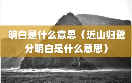 明白是什么意思（近山归鹭分明白是什么意思）