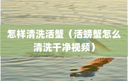 怎样清洗活蟹（活螃蟹怎么清洗干净视频）