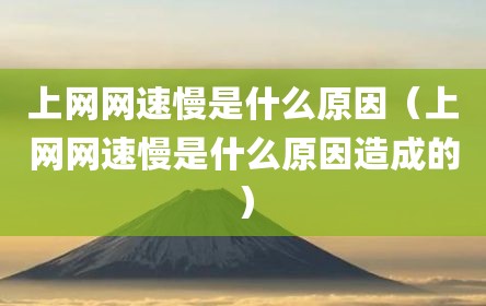 上网网速慢是什么原因（上网网速慢是什么原因造成的）