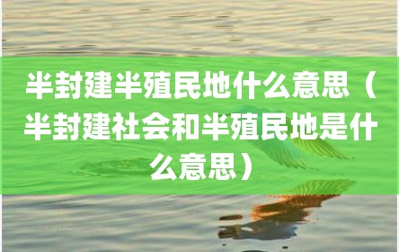 半封建半殖民地什么意思（半封建社会和半殖民地是什么意思）