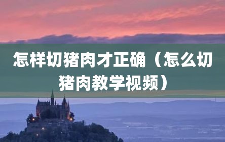 怎样切猪肉才正确（怎么切猪肉教学视频）