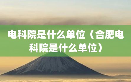 电科院是什么单位（合肥电科院是什么单位）