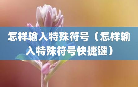 怎样输入特殊符号（怎样输入特殊符号快捷键）