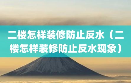 二楼怎样装修防止反水（二楼怎样装修防止反水现象）