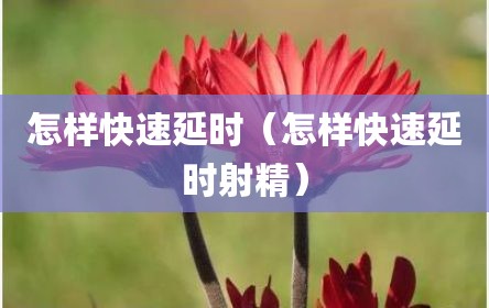 怎样快速延时（怎样快速延时射精）