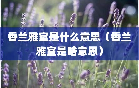 香兰雅室是什么意思（香兰雅室是啥意思）
