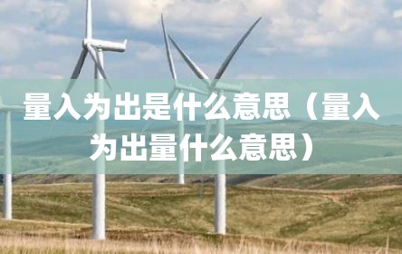 量入为出是什么意思（量入为出量什么意思）
