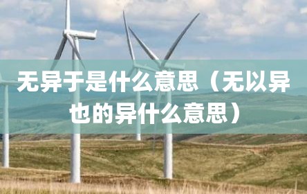 无异于是什么意思（无以异也的异什么意思）