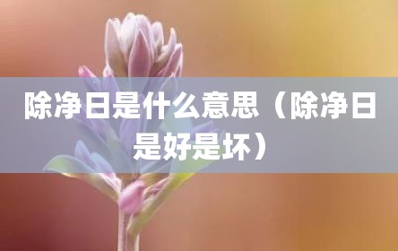除净日是什么意思（除净日是好是坏）