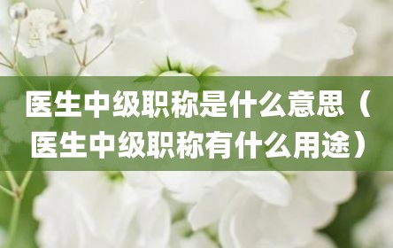 医生中级职称是什么意思（医生中级职称有什么用途）