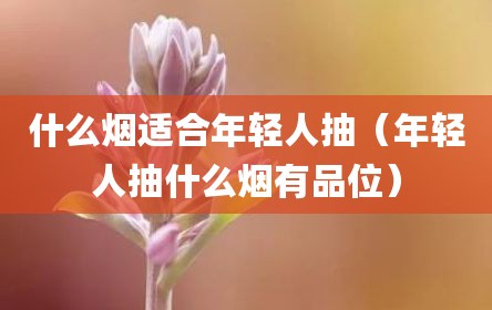 什么烟适合年轻人抽（年轻人抽什么烟有品位）