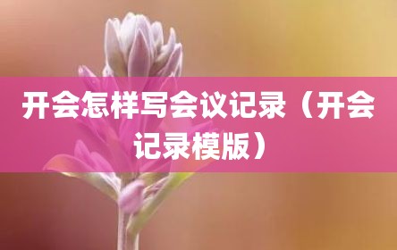 开会怎样写会议记录（开会记录模版）