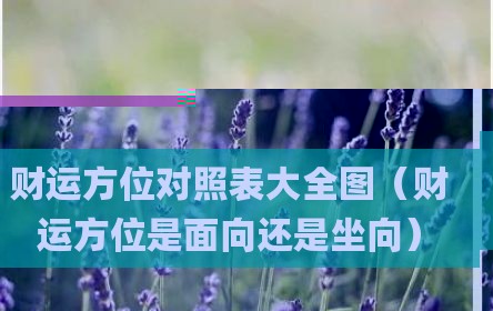 财运方位对照表大全图（财运方位是面向还是坐向）